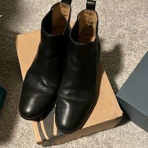 MADEWELL — BLACK LEATHER CHELSEA BOOT — WELL LOVED, fair condition
